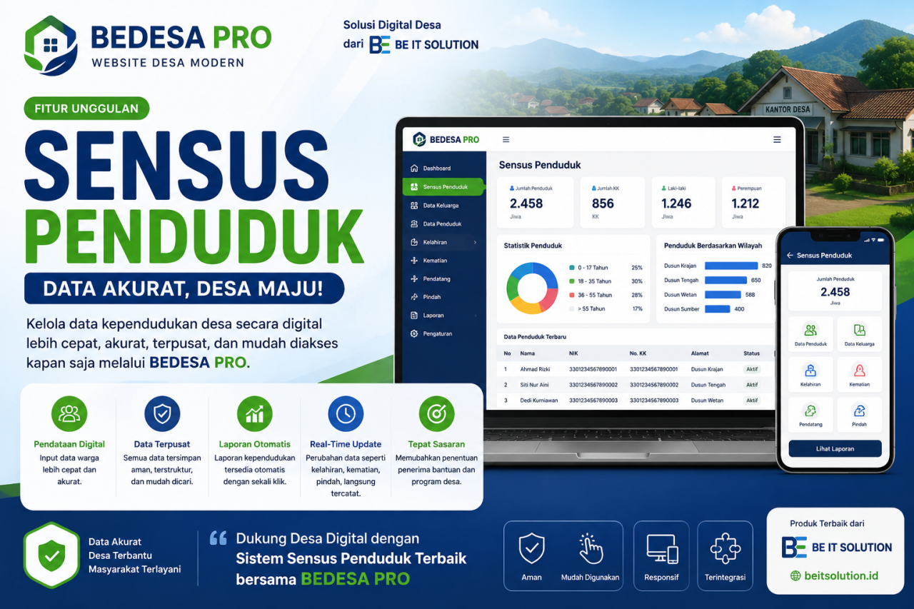 Fitur Sensus Penduduk pada Website Desa BEDESA PRO